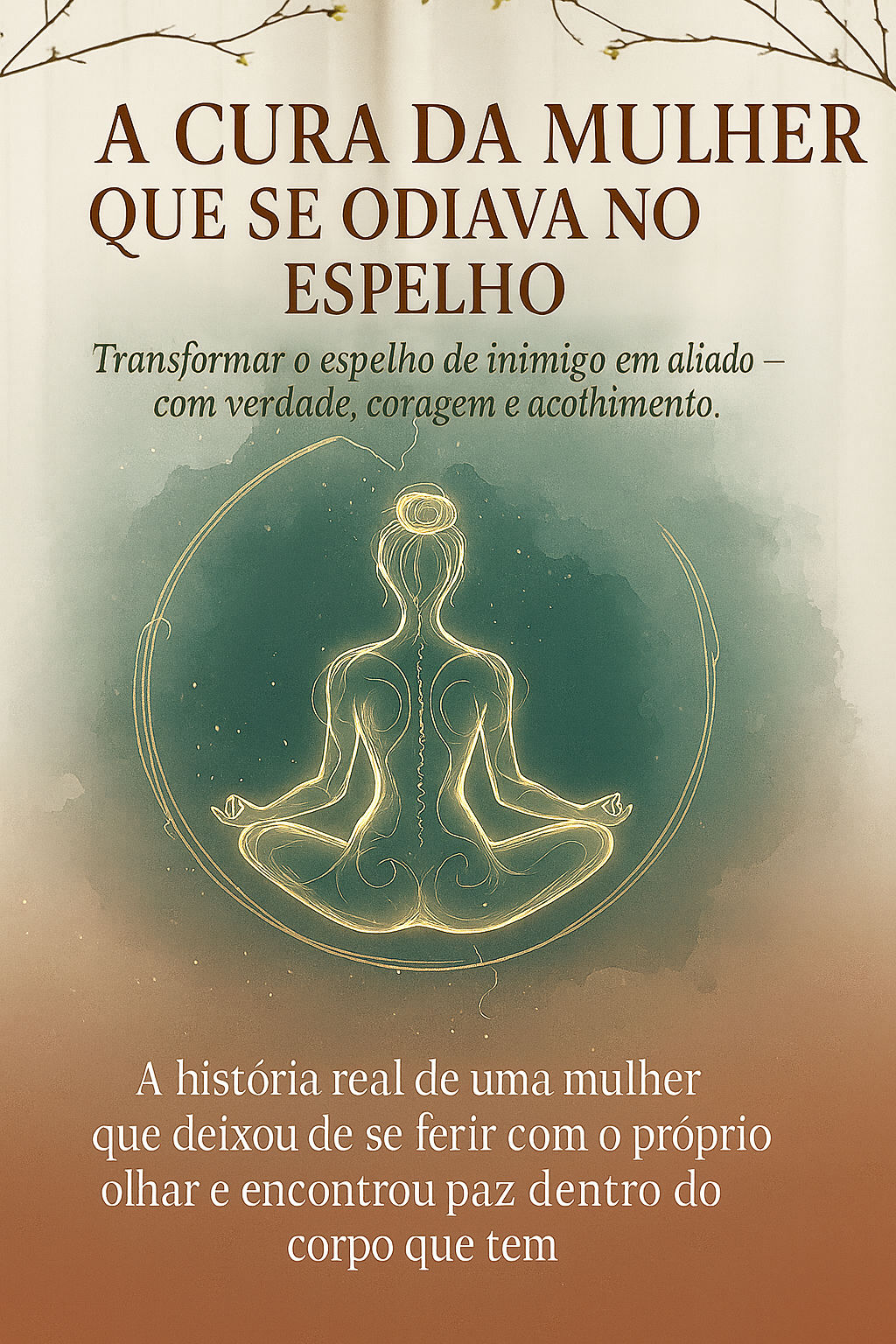 Mockup do livro digital A Cura da Mulher que se Odiava no Espelho